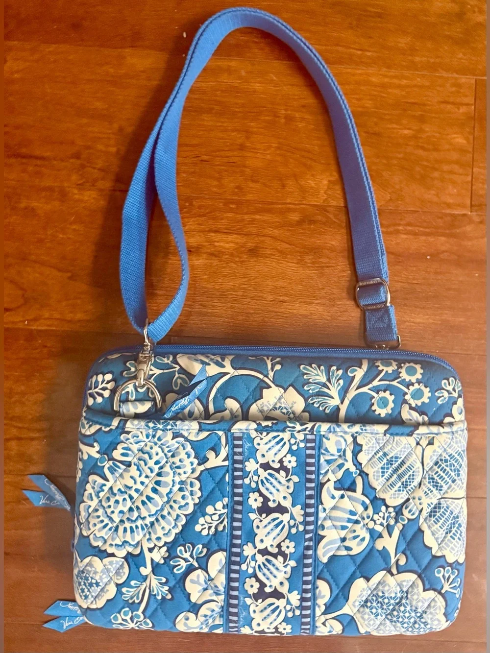 Vera Bradley Blue Lagoon Hard Side Tech Portfolio Organizer Case Bag Crossbody